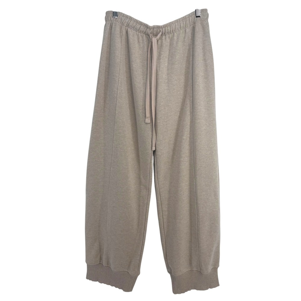 Zara Wide Leg Joggers Ribbed Cuff Drawstring Lounge Sweatpants Relaxed Fit Large